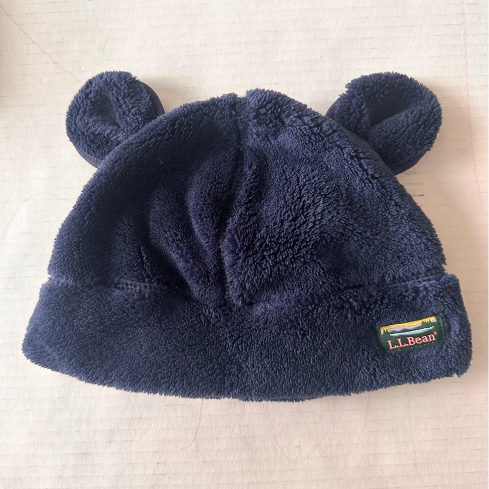 NWT L.L.Bean Hi-Pile Fleece Bear Hat – 12–24M (Bright Navy)